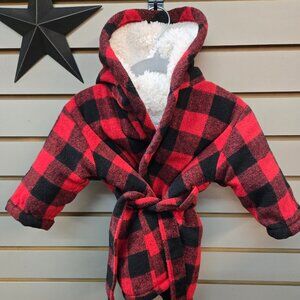 Buffalo Plaid red/black check Baby Robe sherpa lining